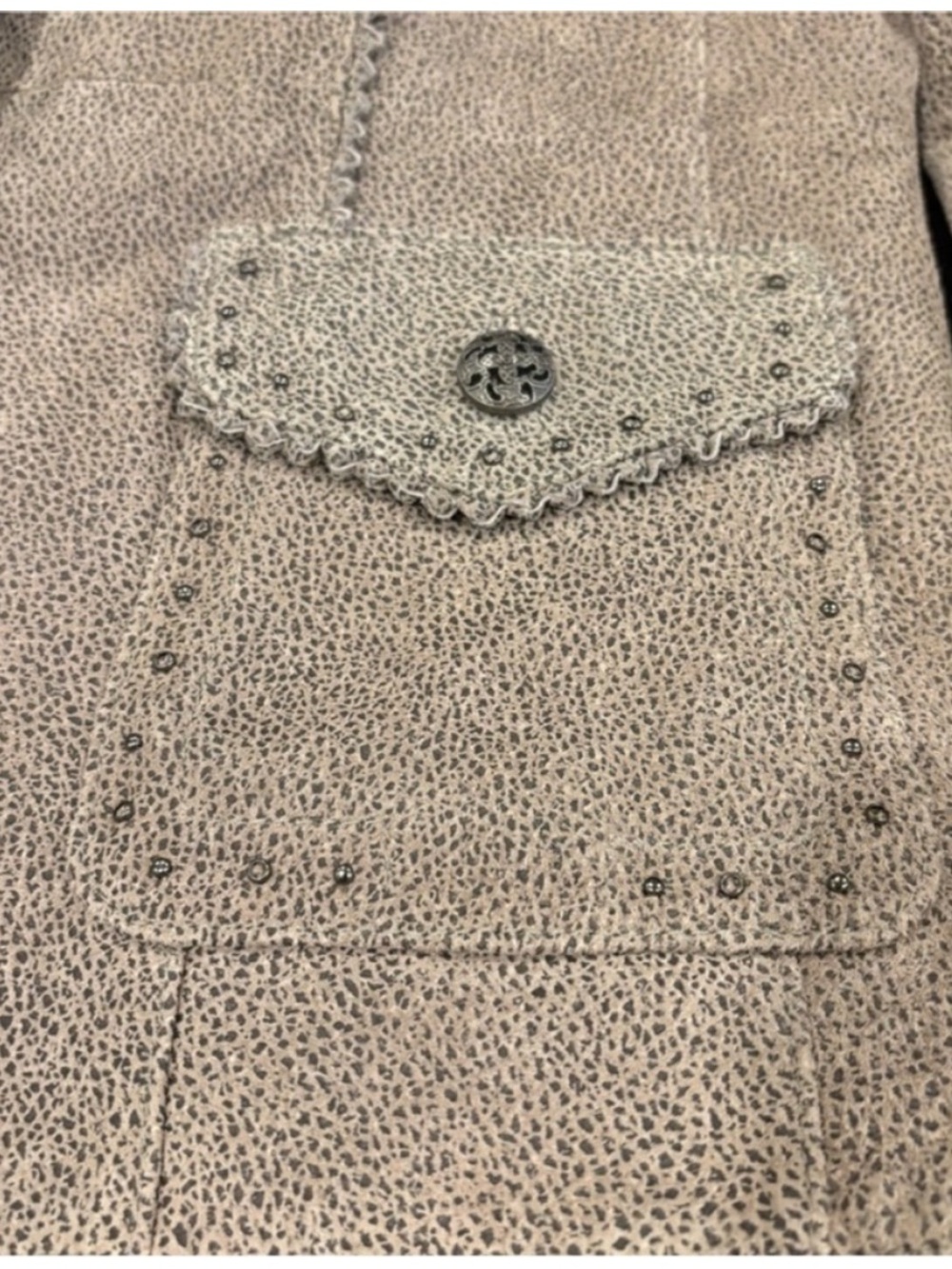 Bradley NEW Leather Button Front Jacket Womens S Taupe Grey Western Ranch Studs - Picture 9 of 13
